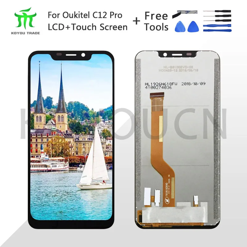 

100% Tested For OUKITEL C12 PRO LCD Display+Touch Screen 6.18 inch Screen Digitizer Assembly Replacement For C12 pro +Free Tools