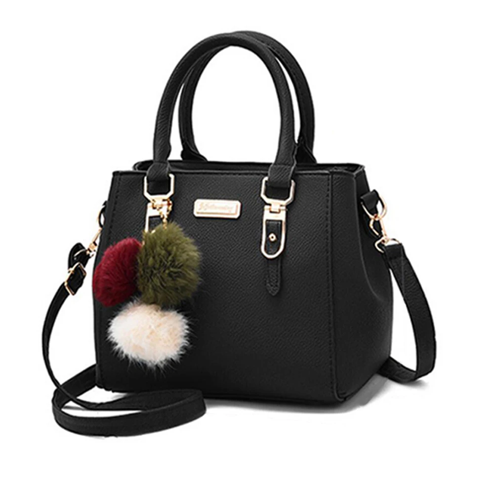 Women Beading Pendant Handbag Ladies Embossed Shoulder Bag Ladies Messenger Bag Hairball Bags High Quality Bag