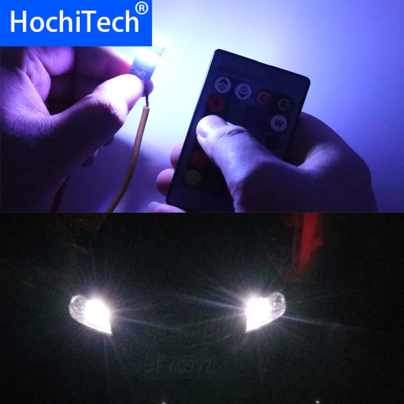Разноцветные светодиодсветодиодный габаритные огни RGB T10 W5W лампы для Opel Astra h j g