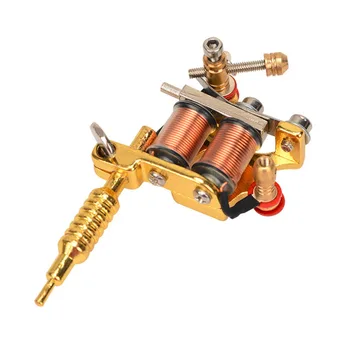 

Casting Technology Unisex Golden & Silver 8 Warps Coils GS100 Fashion Mini Gun Tattoo Machine Pendant Toy with Chain Golden Silv