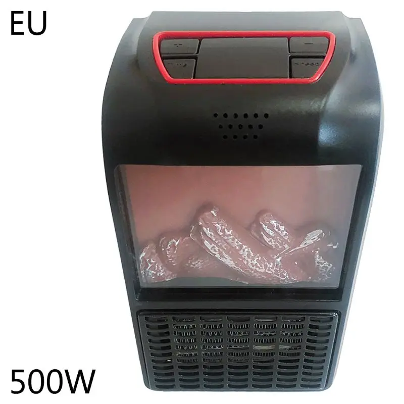 Mini Electric Wall-outlet Flame Heater Air Warmer Heating Stove Radiator Fan