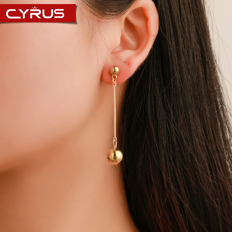 

Classic Fashion Round Ball Long Tassel Dangle Earrings for Women Simple Statement Drop Earrings Gold Silver Metal Jewellery