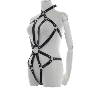 

Sexy Lingerie Full Body Bra Bondage PU Leather Corset Party Adjustable Size Erotic Women Harness Fetish Costumes Chest Belt