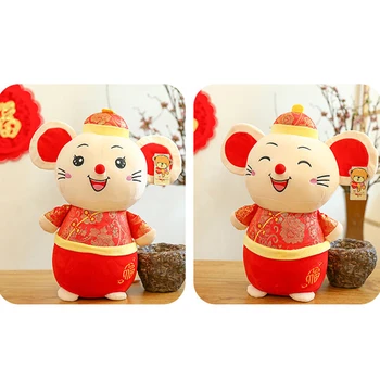 

Cartoon Mouse Mascot Plush Toy Stuffed Animal Doll 2020 Chinese Rat New Year Lucky Zodiac Present Party Decoration Gift