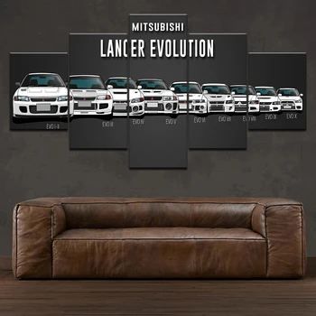 

Canvas Painting Print Modular Artwork Modern 5 Pieces Mitsubishi lancer evolution Car Pictures Home Decor Wall Art Unique Poster