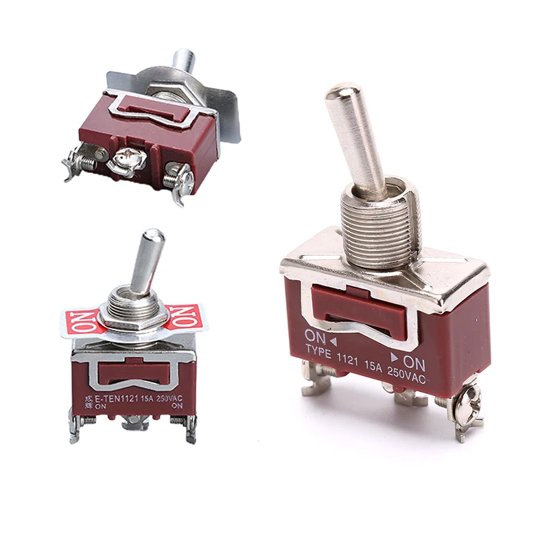 3 Positions E-TEN1121 15A/250V 3 Pin Waterproof Switch Cap On-Off-On Miniature Toggle Switches Power Rocker Toggle Switch