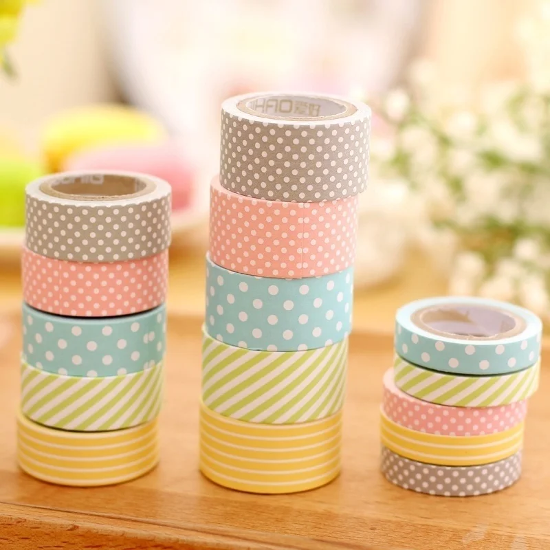 5 unids/lote Color cintas de papel a mano hecho a mano DIY decorativo cinta de Washi de cintas adhesivas pegatinas Scrapbooking