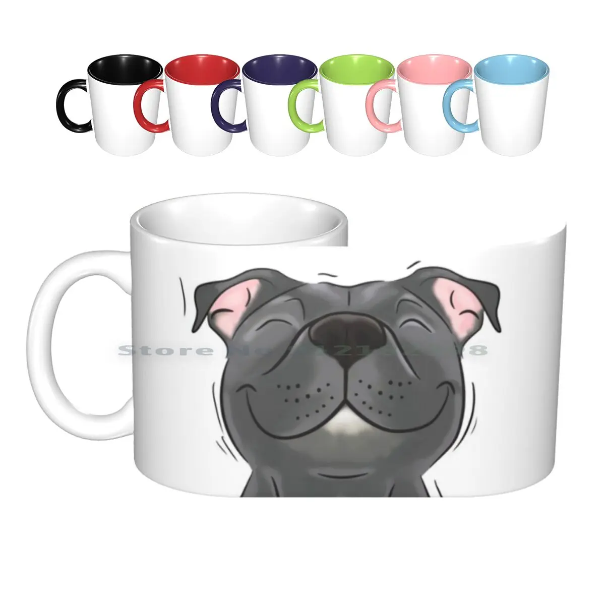 Sorridente Blue Stamy Dog ( ) Stamy Love Tazze In Ceramica Tazze Da Caffè Tazza Da Tè Al Latte Staffy Bull Terrier Bull Terrier Razza Di Toro