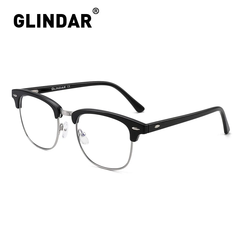 

Glindar Spring Hinge Retro Blue Light Blocking Glasses Men Women Anti Blue Ray Transparent Computer Gaming Glasses Frame