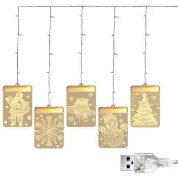 

5pack USB Powered Christmas 3D Light Holiday Window Ceiling Wall Hanging decor Photosynthetic plate Festival Atmosphere