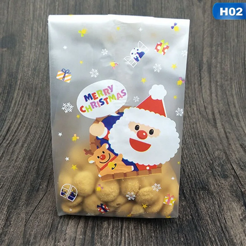 10 шт./партия, рождественские пакеты для выпечки, рождественские пакеты с изображением Санта-Клауса, снеговика, снеговика, мешок для конфет, сумка для хранения конфет - Цвет: 2