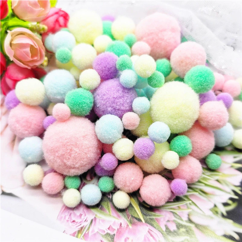 Pom Poms Craft Supplies: 8mm-30mm Soft Pompones Fluffy Plush 50g for DIY Home Decor Sewing