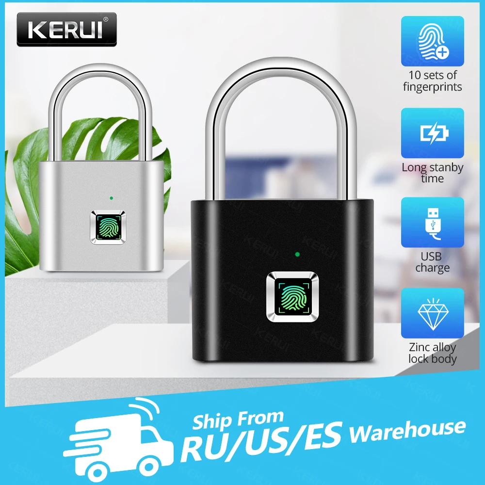 Интеллектуальный электронный замок KERUI со сканером отпечатков пальцев USB зарядка