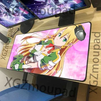 

XGZ Campus Comics Sexy Girl Large Game Mouse Pad Black Lock Edge Computer Table Mat Non-slip for Lol Csgo Dota E-sports Gamer