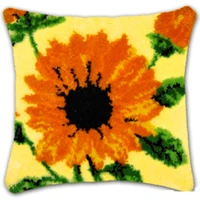 Flowers-2-Cushion-Latch-Hook-Kit-Pillow-Mat-DIY-Craft-Flower-42CM-42CM-Cross-Stitch-Needlework - Цвет: Армейский зеленый