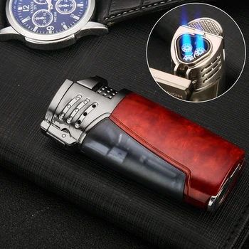 

Creative Three Spray Gun Jet Flame Straight Windproof Gas Torch Cigar Igniter Refill Butane Cigarette Lighter Dropship Suppliers