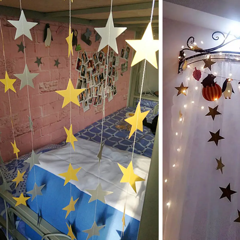 Hot Sale Hanging Paper Star String Pentagram Bunting Banner Decoration For Birthday Wedding Party TY