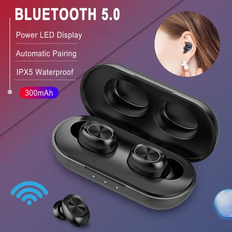 

B5 TWS Bluetooth Wireless Earphone 5.0 Touch Control Earbuds Waterproof 9D Stereo Music Headset 300mAh Power Bank