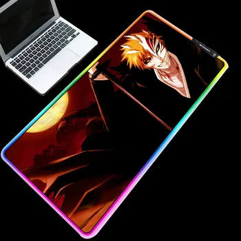 

ZSUXTC RGB Anime Mice Pad LED Backlit Bleach Mousepad Support 3 Led Model Notebook PC Large Table Mat Computer Accessories