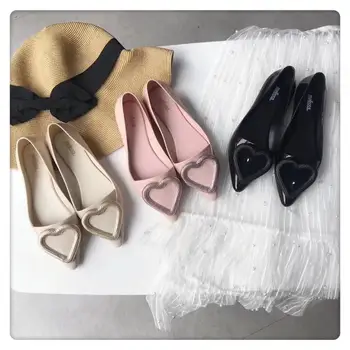 

Melissa Fashion Woman Sweet Heart Flats rain sandals jelly shoes fish mouth lady candy shoes women summer beach sandals 35-39