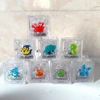 8Pcs Kids Bathing Water Sensor Luminous Ice Cubes Shape Cute Animal Print Colorful LED Light  For Children's Bath Game Toys 2