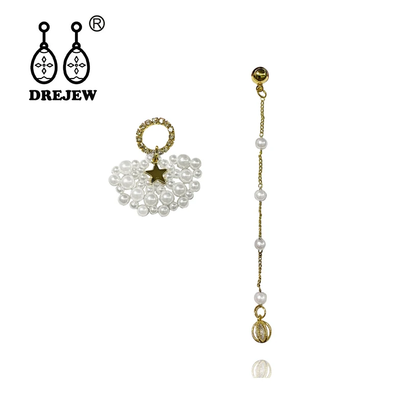 

DREJEW Asymmetrical Circle Star Sector Rhinestone Statement Earrings 2019 925 Drop Earrings Sets for Women Wedding Jewelry E1231