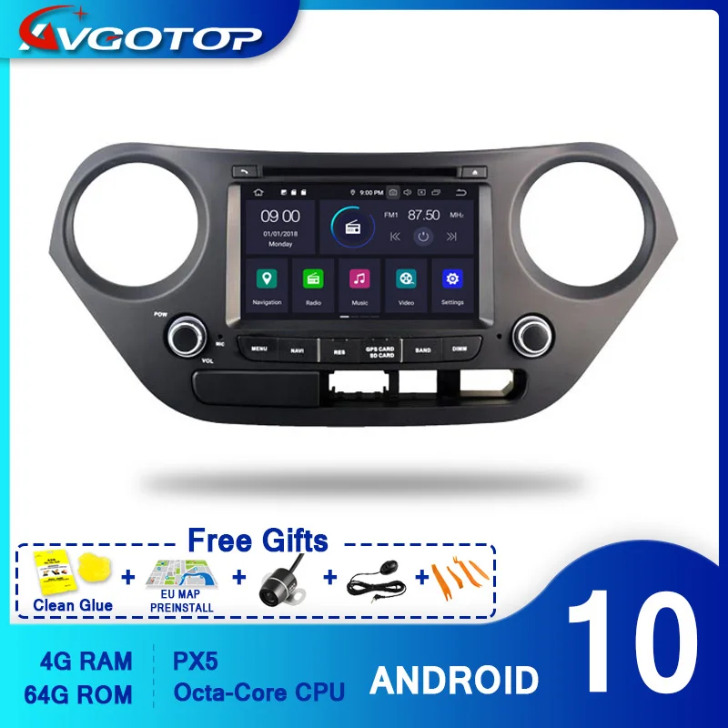 Автомагнитола AVGOTOP Android 10 для HYUNDAI I10 2014 2015 Carplay IPS HD экран головное устройство GPS Navi |
