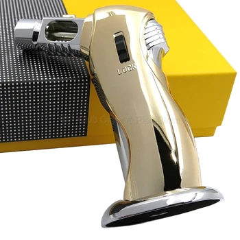 

COHIBA Chrome Metal Table 1 Torch Jet Blue Flame Cigar Tobacco Cigarette Lighter Outdoor Smoking Tool Windproof Refillable