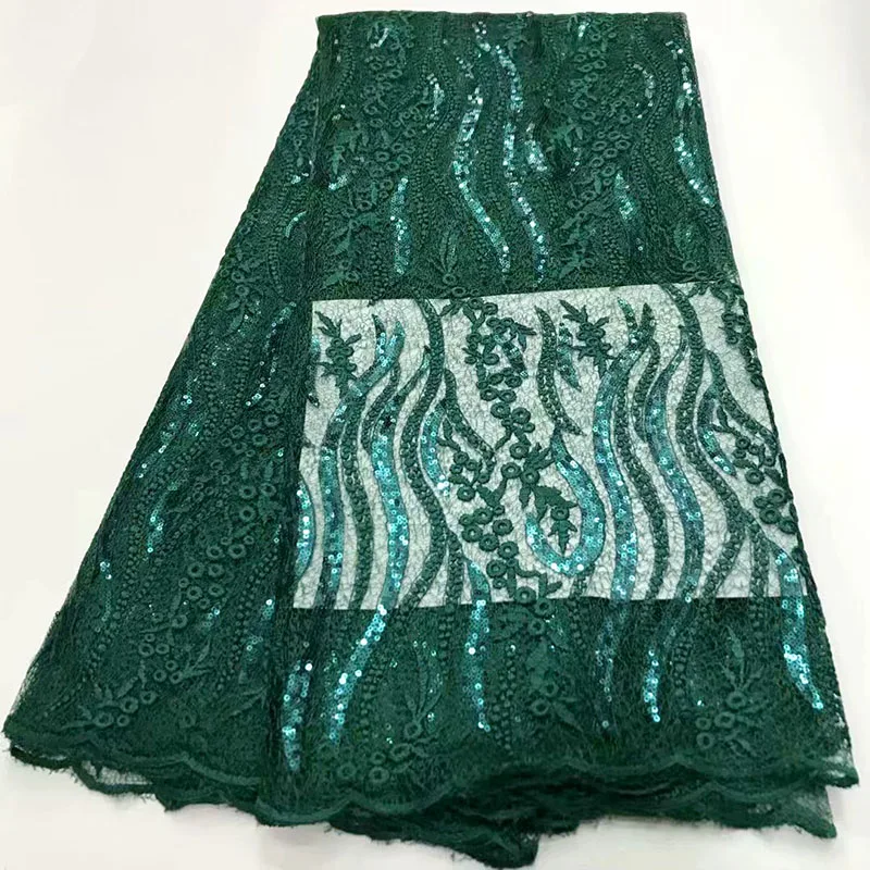 

High Quality African Lace Fabric 2020 Latest African Guipure Lace Green color Nigerian Guipure Lace Fabric with sequins