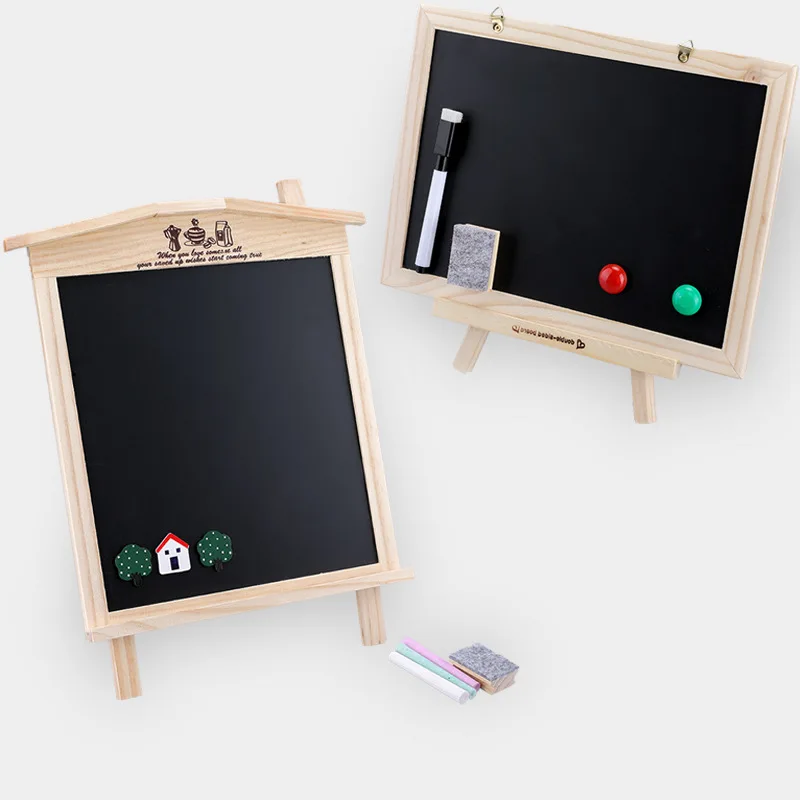 

Vokmascot Desktop Message Blackboard Pine Wood Easel Chalkboard Kids Wooden Memo Black Board Collapsible Writing Boards