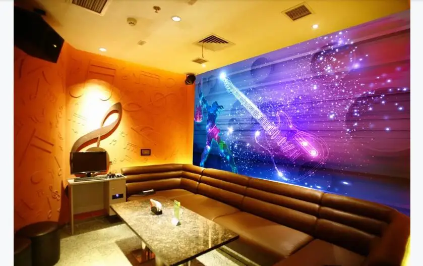 Custom Wallpaper Murals 3D living Room For Walls 3 D Guitar Bar KTV Background Decor Wall Covering | Обустройство дома
