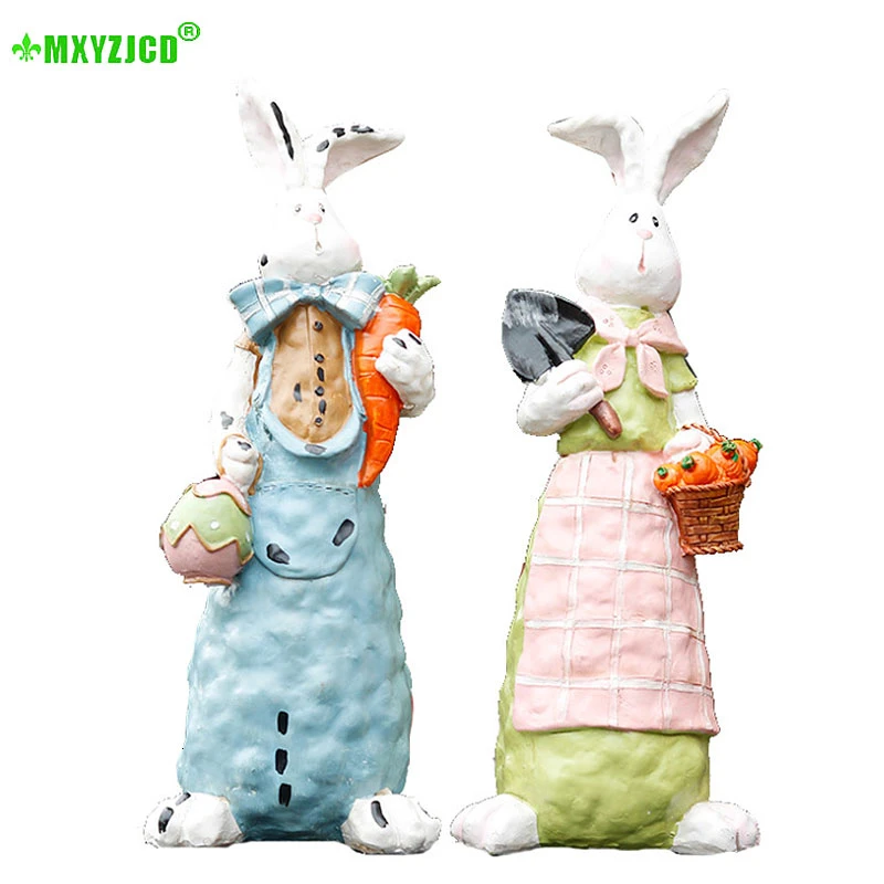 Garden Animal Resin Decoration Rabbit Radish Sculpture Crafts Painted Couples Gifts Home Accessories | Дом и сад