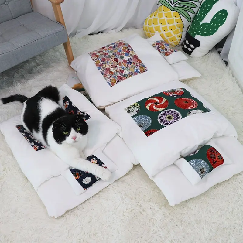 Dog Cat Bed Sleeping Bag Winter Warm Dogs Blanket Mat Removable Cat House Small Pet Bed Puppy Kennel Nest Cushion Pet Supplies