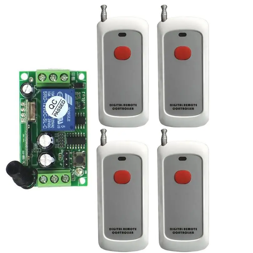 

DC12V 10A 1CH RF Wireless Remote Control System Receiver& Transmitter 100M relay switch 433mhz 315mhz