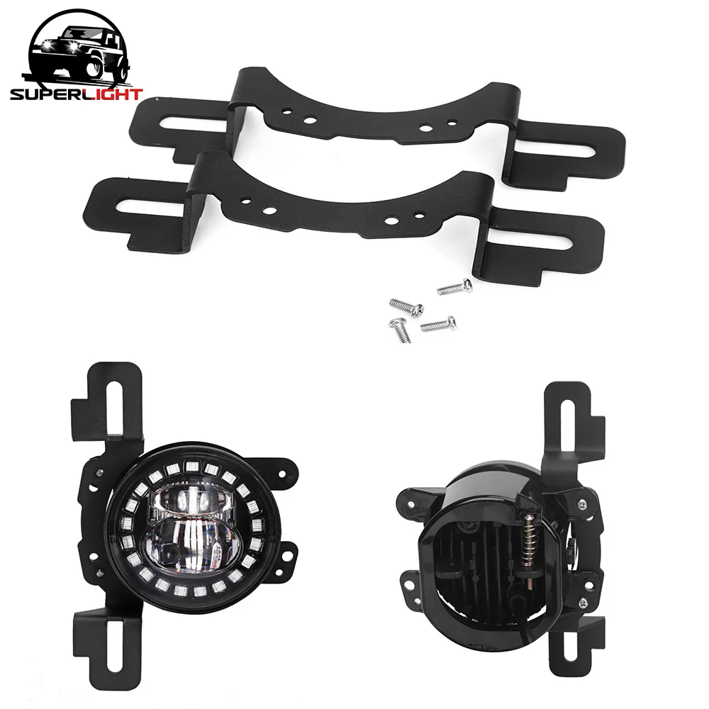 

SUP-LIHGT 4" LED Fog Light Hidden Bumper Mounting Brackets for 2013-2017 Jeep Wrangler JK