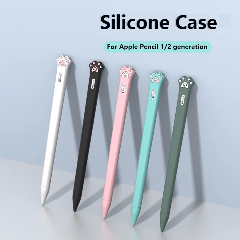 

Soft Silicone case For Apple Pencil 1 2 Cartoon cat paw Case Compatible For iPad Tablet Touch Pencil 2 Protective Sleeve Cover
