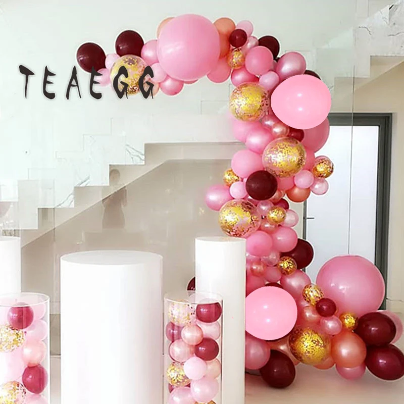 

107pcs/set Macaron Pink Pastel Balloons Garland Arch Kit Burgundy Red Birthday Wedding Anniversary Party Decoration Baby Shower