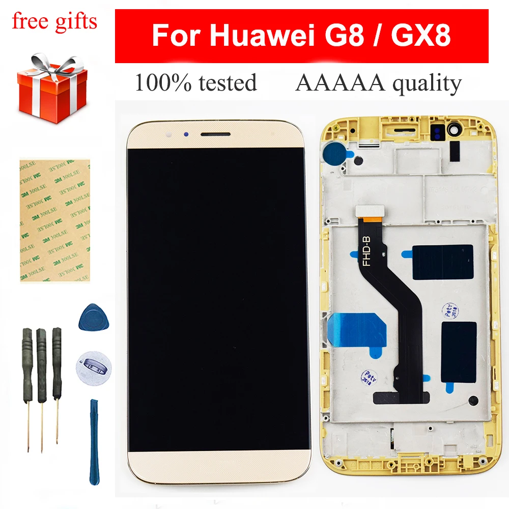 Ceny 5.5 dla Huawei G8 wyświetlacz LCD z ramką RIO L01 L02 L03 dla Huawei GX8 LCD ekran dotykowy Digitizer montaż czujnika 1920x1080