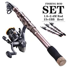 Sougayilang 1,8 м-2,4 м телескопическая удочка и 12+ 1BB катушка комбо портативная дорожная Удочка спиннинговые Катушки для рыбалки