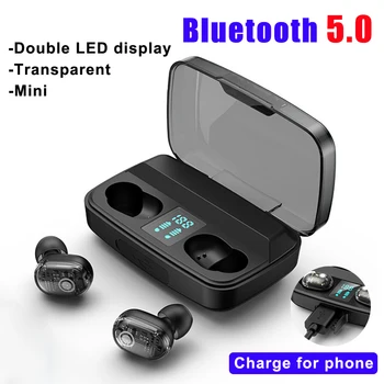 

Mini TWS Bluetooth Earphone Wireless Earphones Wireless Headset Handsfree Earbuds Binaural Call Touch Control Transparent Design