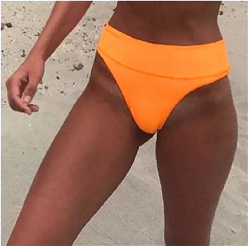 Sexy Women High Waist Bikini Bottom Panties Brazilian Swimwear Solid Bityoms Female V Cheeky Swimsuit Briefs Bathing Suits