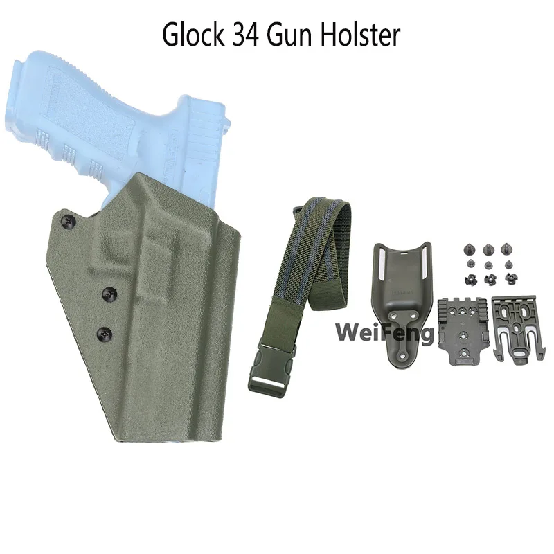 

Tactical Kydex Gun Holster for Glock 34 with QLS 19 22 Airsoft Waist Pistol Case Holster Leg Strap Paddle Hunting Accessories