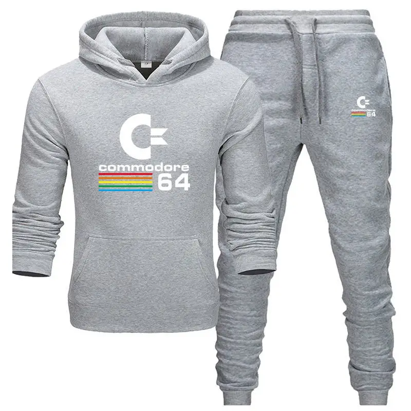 

New set two piece fashion Commodore 64 hoodies Men's track and field sweatshirt autumn men brand clothing Hoodies + Pants sets