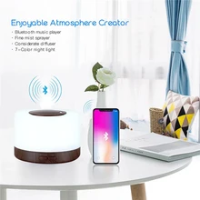 

500ml Ultrasonic Air Aroma Humidifier Home Electric Aromatherapy Essential Oil Aroma Diffuser with Smart Bluetooth Music Speaker