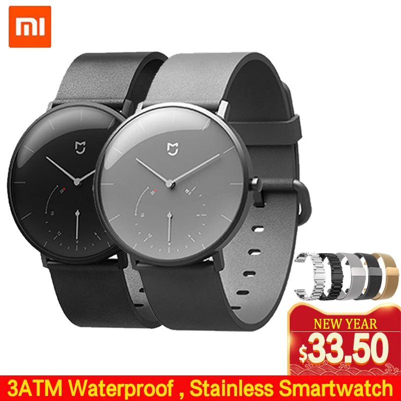 Xiaomi Mijia Quartz Smartwatch 3ATM Water Resistant Pedometer Stainless ...