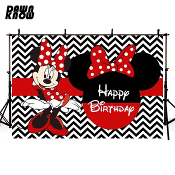 

DAWNKNOW Cartoon Mickey Mouse Photography Background Baby Birthday Party Photocall Chevron Backdrop Children Photo Studio lv2217