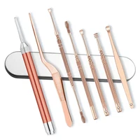 8PCS Set Ear Wax LED Light Pickers Earpick Remover Curette Earwax Cleaner Spoon Ear Care Booger Cleaning Tweezers Forceps Tool 2