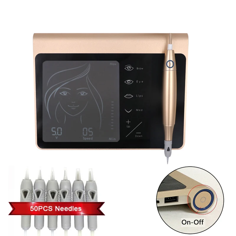 

Permanent makeup machine charmer princesse tattoo machine tattoo pen Kit for Eyebrow Lip Eyeline with 50pcs Cartridge Needles