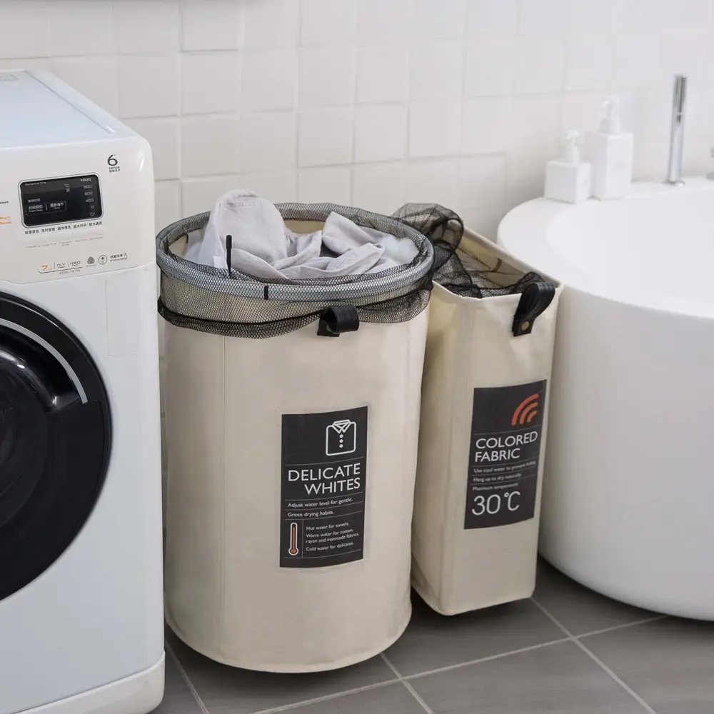 

Large Collapsible Oxford Cloth Laundry Basket Foldable Laundry Basket Bin Mesh Drawstring Dirty Clothes Hamper with Handles