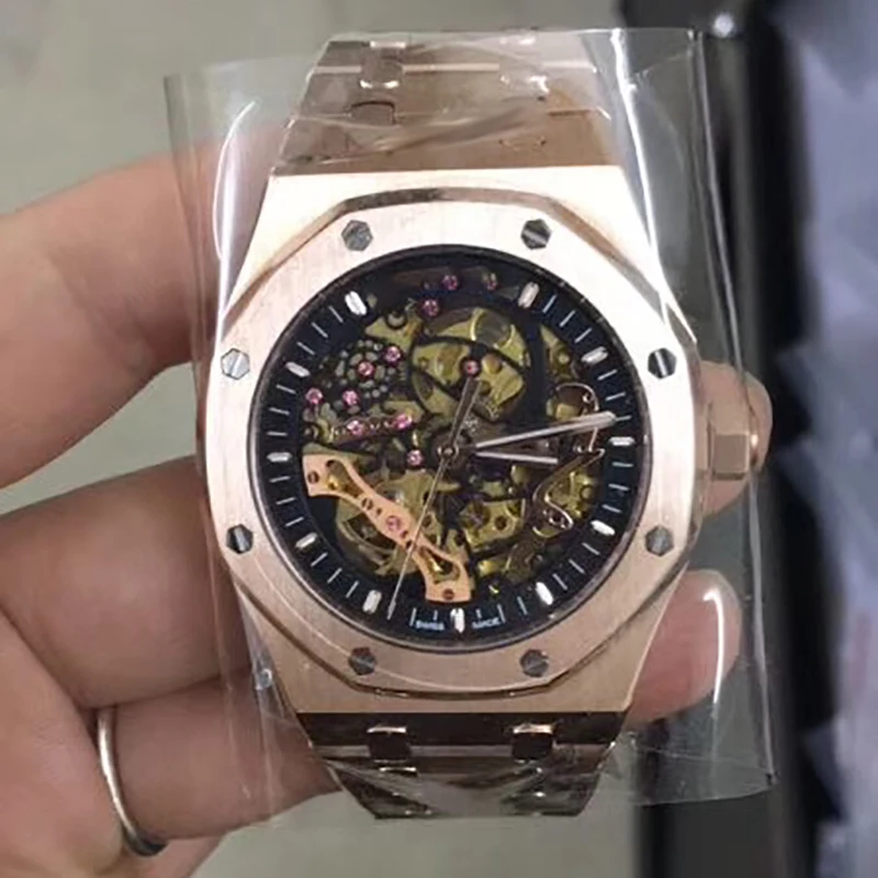 

2020 Luxury Brand Automatic Mechanical silver grey Men Watch Sapphire Glass Transparent Skeleton Gold Tourbillion Watches AAA+